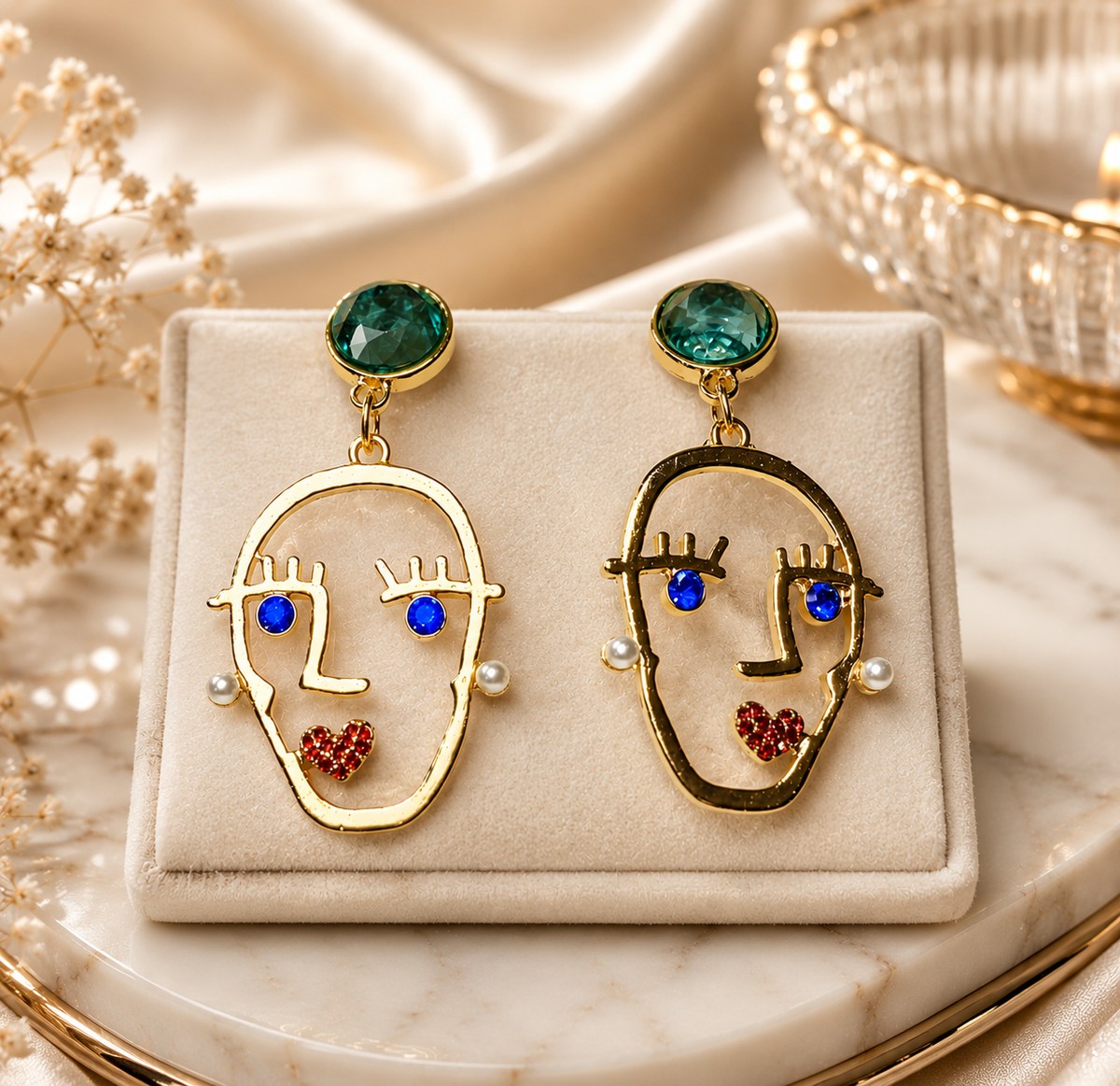 Abstract Face Drop Earrings | Stainless Steel Anti Tarnish Statement Earrings