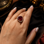 Ruby Red Heart Diamond Heart Cut Ring | Stainless Steel Anti Tarnish Ring for Women