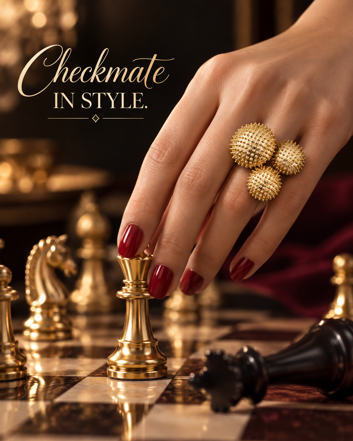 The Queen's Ring - Gold and Bold Ring | Gold Anti Tarnish Ring for Women - Adjustable Ring