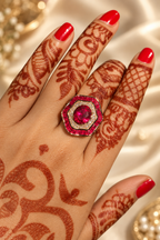 Glamorous Red Diamond Look (DIAMOND REPLICA) Ring | Stainless Steel Anti Tarnish Adjustable Ring