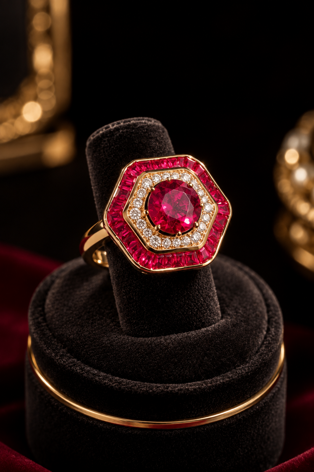 Glamorous Red Diamond Look (DIAMOND REPLICA) Ring | Stainless Steel Anti Tarnish Adjustable Ring