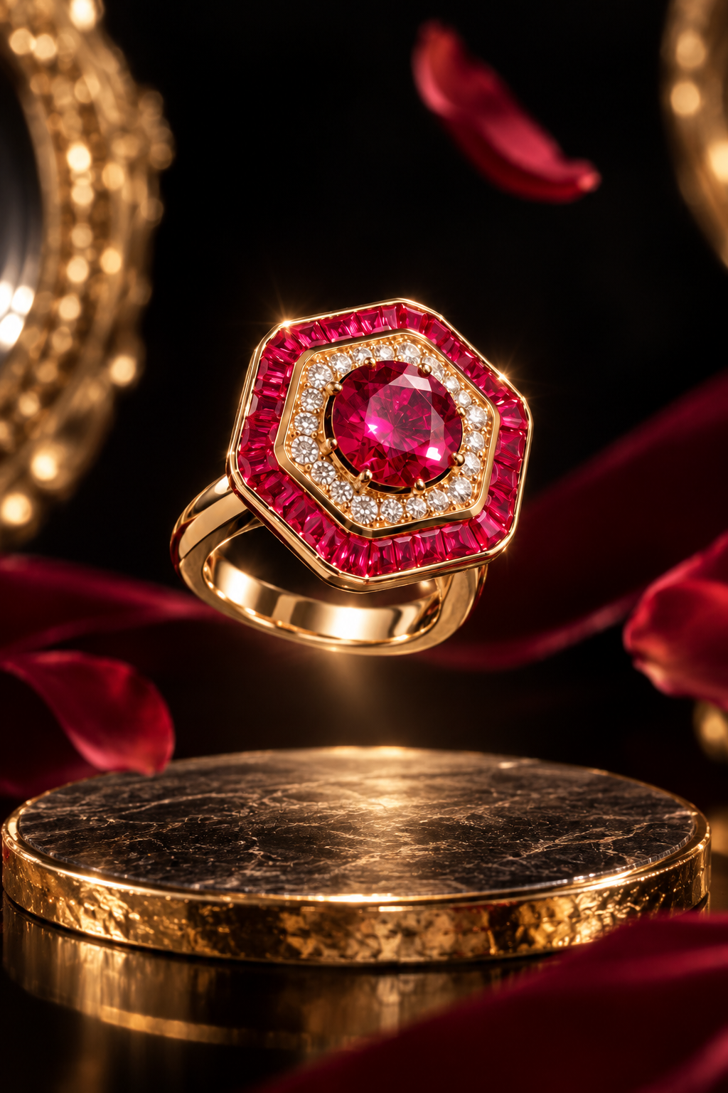 Glamorous Red Diamond Look (DIAMOND REPLICA) Ring | Stainless Steel Anti Tarnish Adjustable Ring