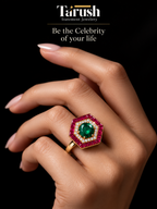 Glamorous Red and Green Diamond Look (DIAMOND REPLICA) Ring | Stainless Steel Anti Tarnish Adjustable Ring