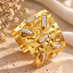 Celestial Crystal Cuff - 18 Kt Gold Pated - Decorated with Precious Stones - Perfect for all occasions - Adjustable and anti tarnish