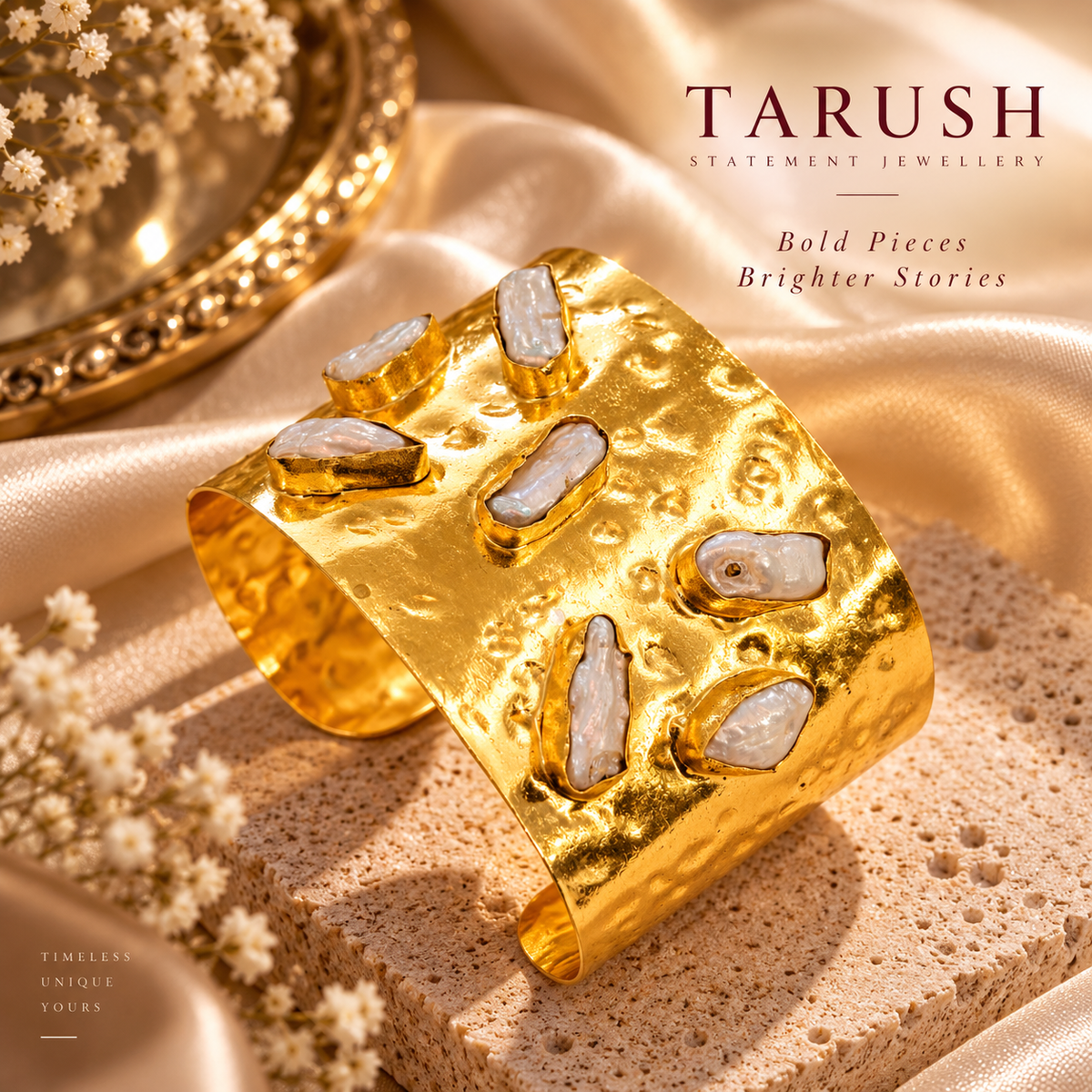 Celestial Crystal Cuff - 18 Kt Gold Pated - Decorated with Precious Stones - Perfect for all occasions - Adjustable and anti tarnish