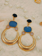 18 Kt Gold Plated Blue gold moon earring Semi Precious stone
