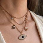 18 Kt Gold Plated evil eye necklace-5 Semi Precious stone