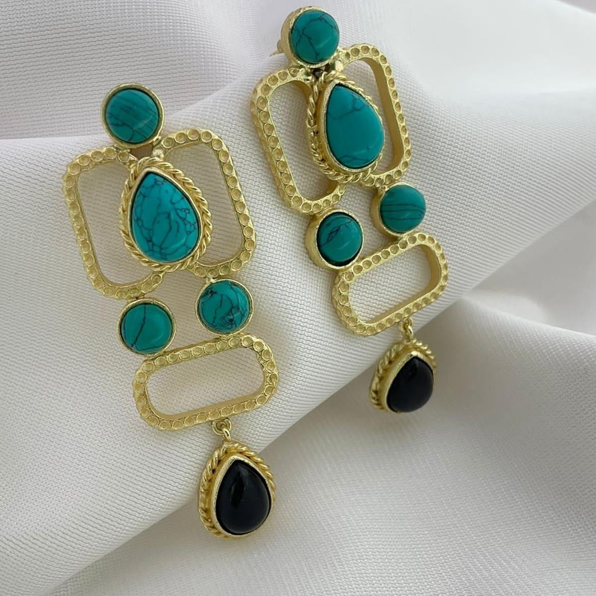 18 Kt Gold Plated Turquoise earring Semi Precious stone