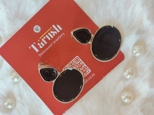 18 kt Gold Plated - Black Small Earring - Perfect For Office Wear