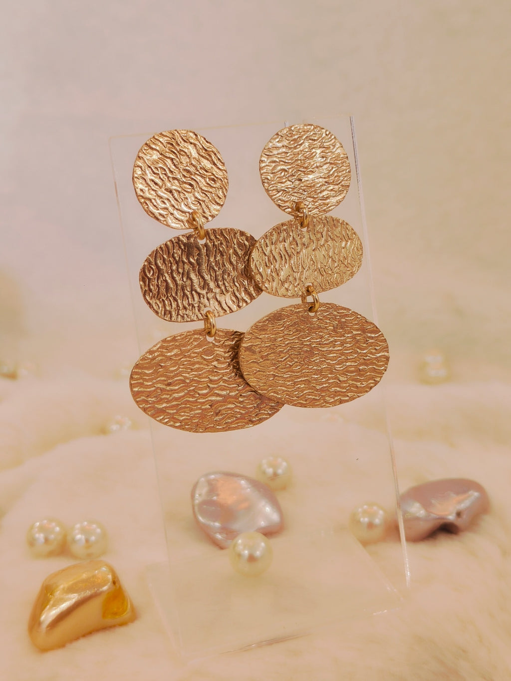 18 Kt Gold Plated gold three layer dangler Semi Precious stone