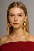 18 Kt Gold Plated Buddha red earring Semi Precious stone