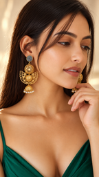 18 Kt Gold Plated, Brass, Blue Butterfly Jhumka Earring - Look Glamorous with These Blue Jhumkas Semi Precious stone