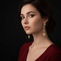 Uncut stone hanging earring