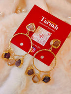 18 Kt Gold Plated Druzy stone danglers Semi Precious stone