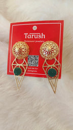 18 Kt Gold Plated green druzy earring Semi Precious stone