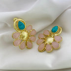18 Kt Gold Plated Pink and Turquoise earring Semi Precious stone