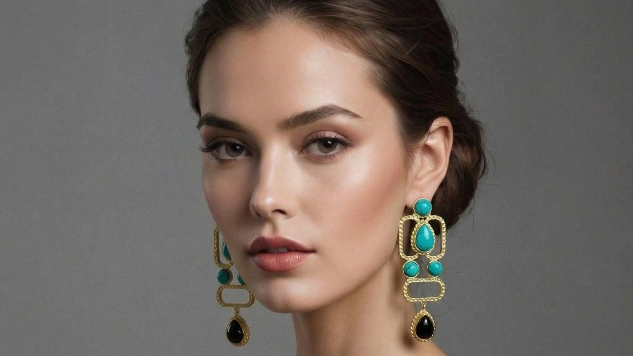 18 Kt Gold Plated Turquoise earring Semi Precious stone