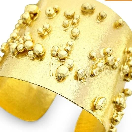 18 Kt Gold Plated Gold Hand cuffs that Makes a Statement - Perfect for Parties Semi Precious stone