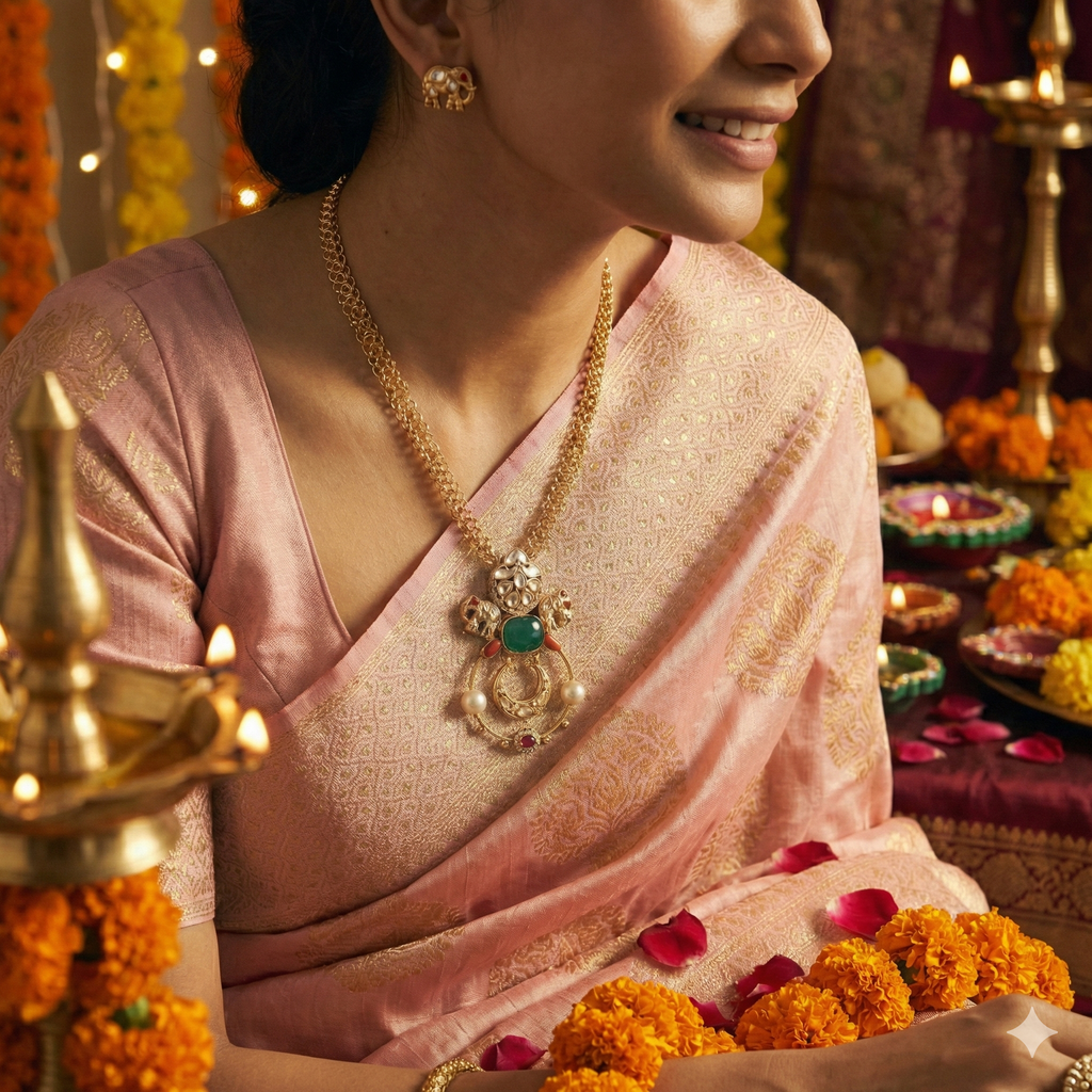 18 Kt Gold Plated Kundan Necklace Semi Precious stone