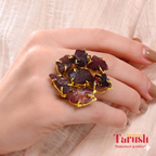 18 Kt Gold Plated Brown Semi precious stone ring Semi Precious stone