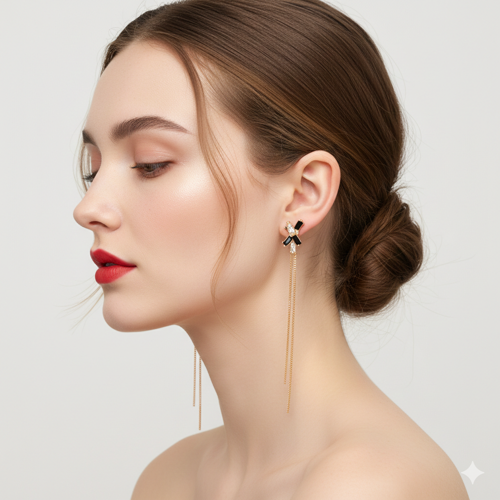 18 Kt Gold Plated Black zircon dangler Semi Precious stone