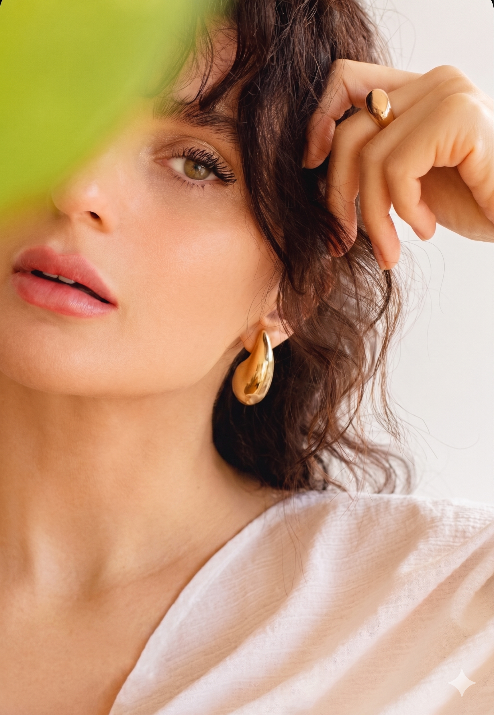 18 Kt Gold Plated water drop earring Semi Precious stone