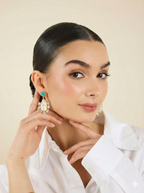 18 Kt Gold Plated  - Mother of Pearl with Blue Studs earrings - Perfect For Your Everyday Look Semi Precious stone