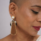 18 Kt Gold Plated Brown earring Semi Precious stone