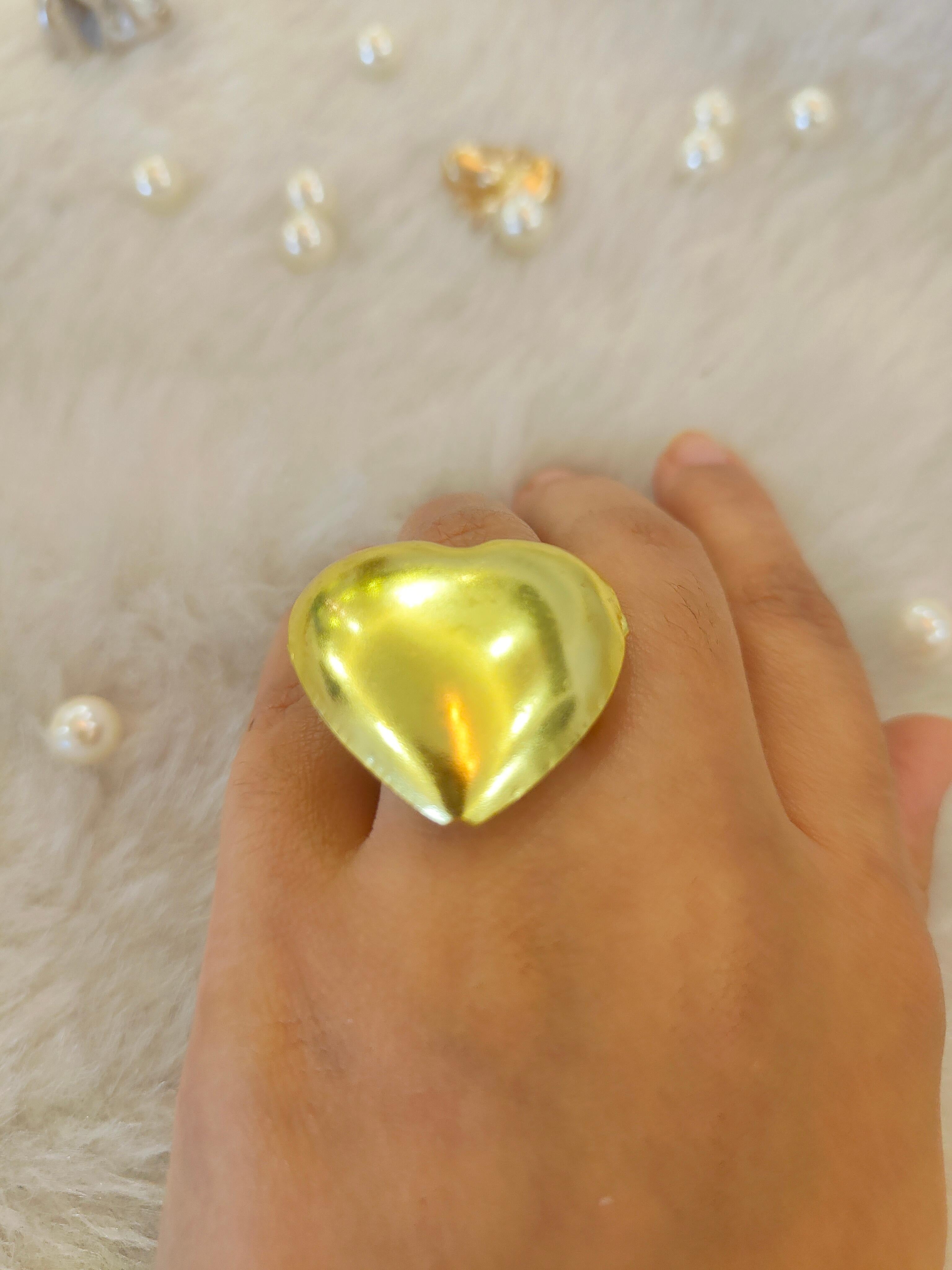 18 Kt Gold Plated Heart ring Semi Precious stone