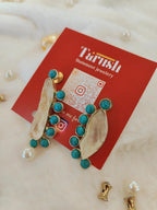 18 Kt Gold Plated Druzy Turquoise stone earring Semi Precious stone