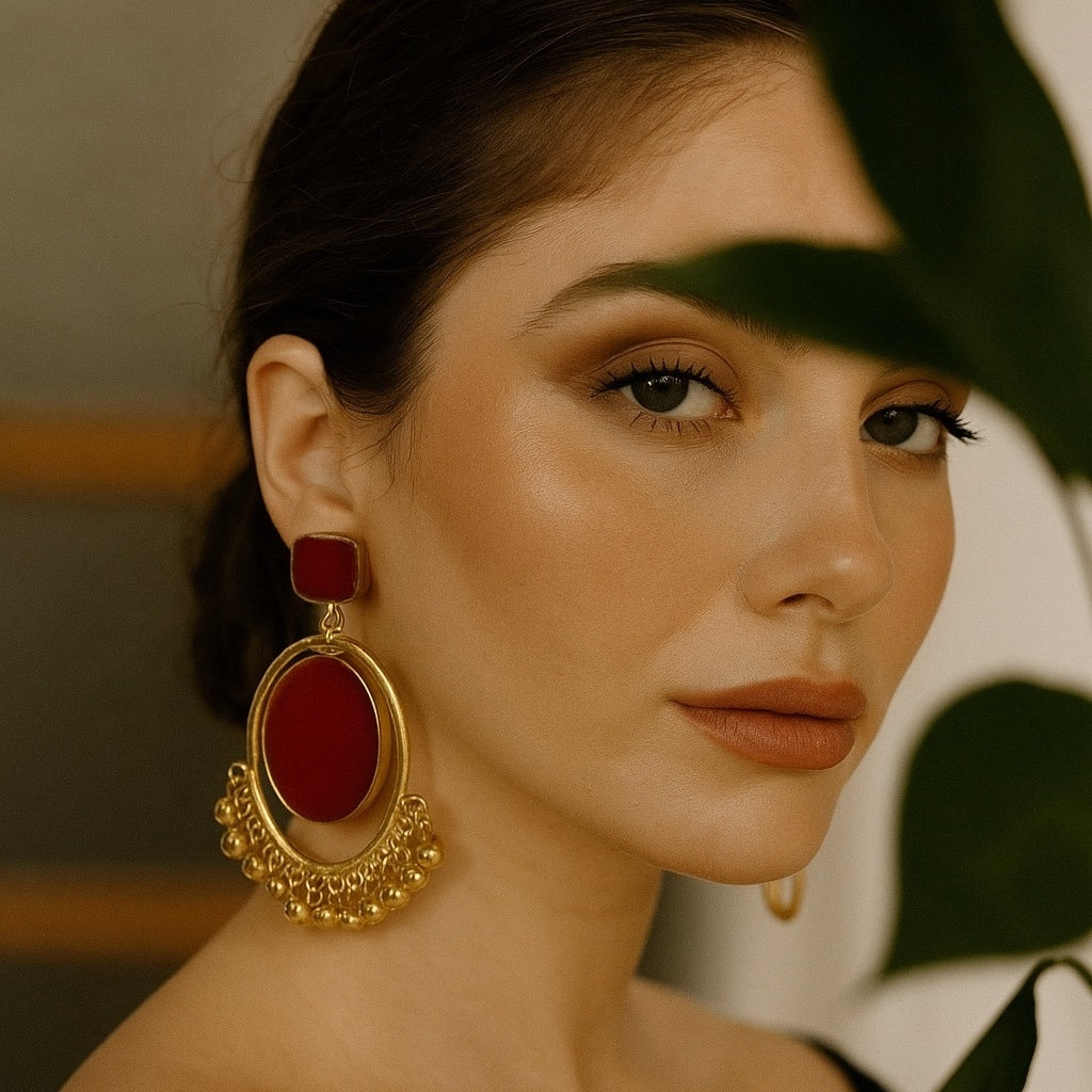 Red Ghungroo Earring