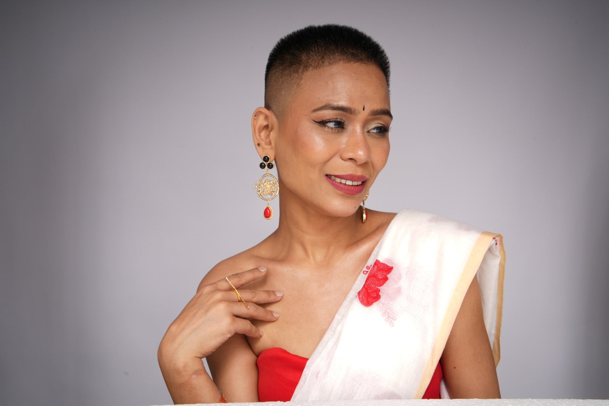 18 Kt Gold Plated Red and Black Earring - Make a Statement Semi Precious stone