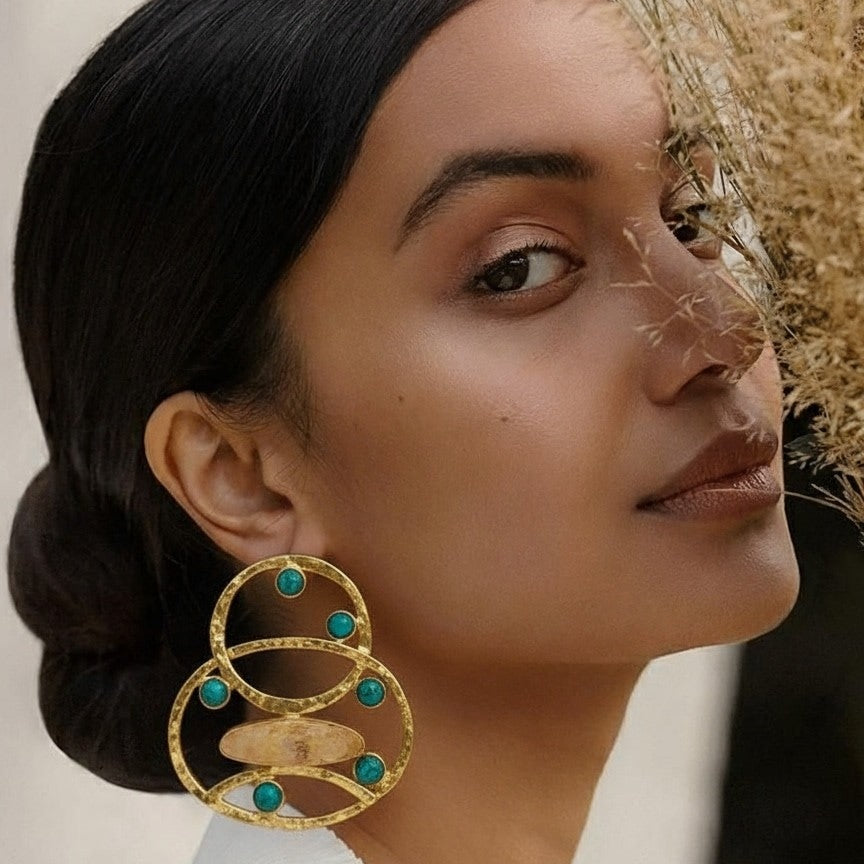 druzy stone,Turquoise stone earring