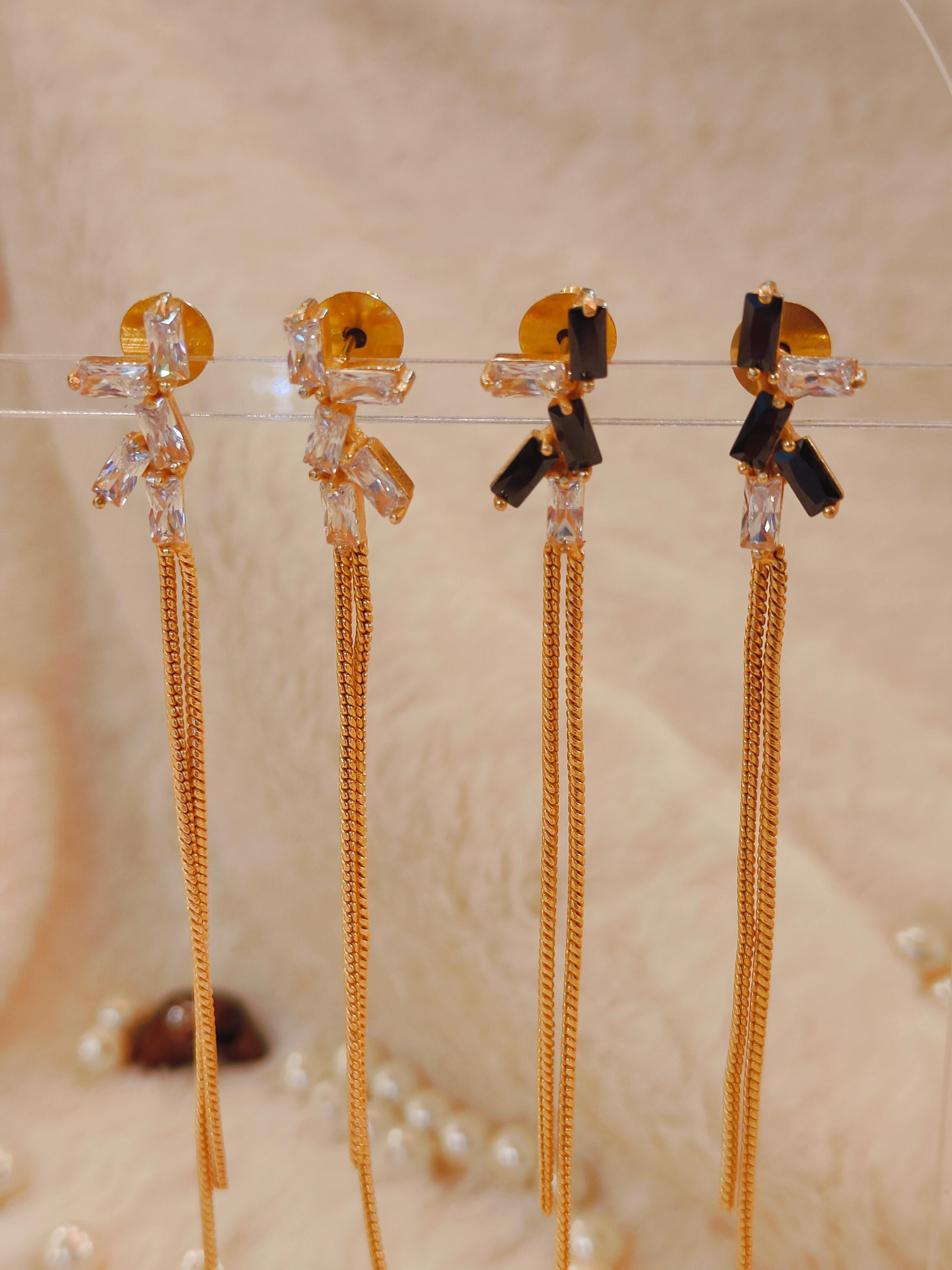 18 Kt Gold Plated Black zircon dangler Semi Precious stone