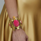 18 Kt Gold Plated Pink Kada Semi Precious stone