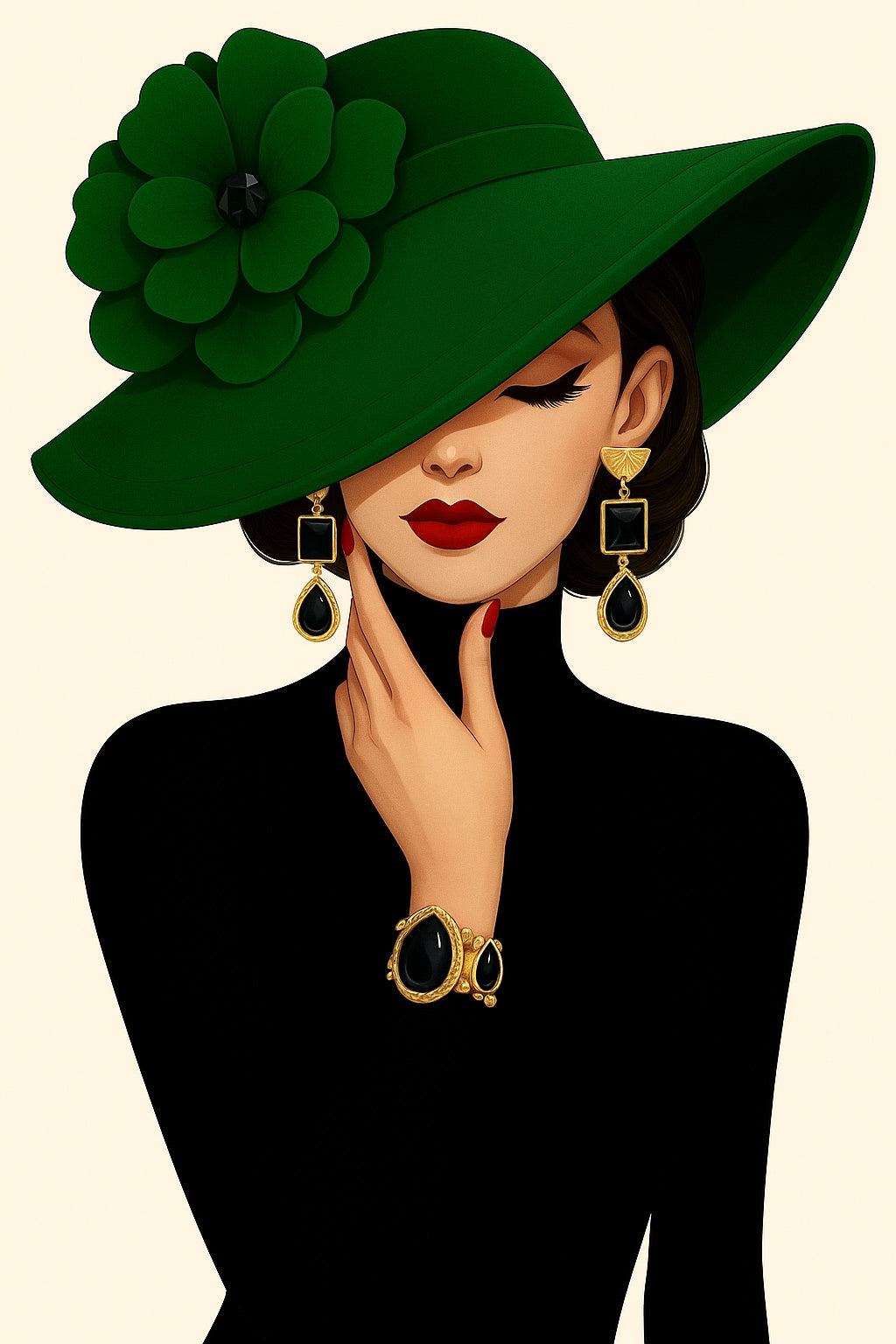 18 Kt Gold Plated Elegant - Brass earrings featuring black stones—lightweight style with non-allergic comfort. - Black earring Semi Precious stone