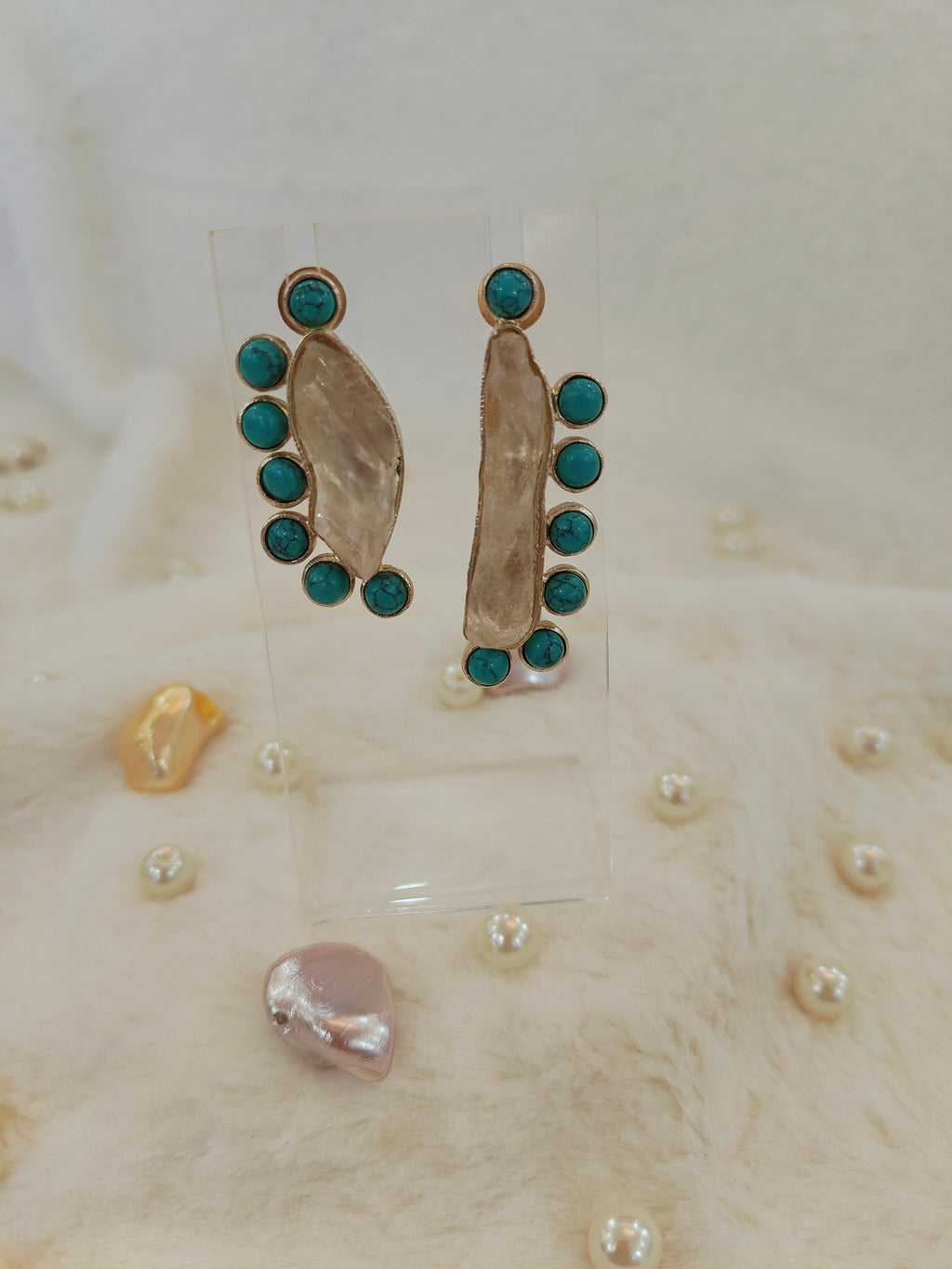 Druzy Turquoise stone earring