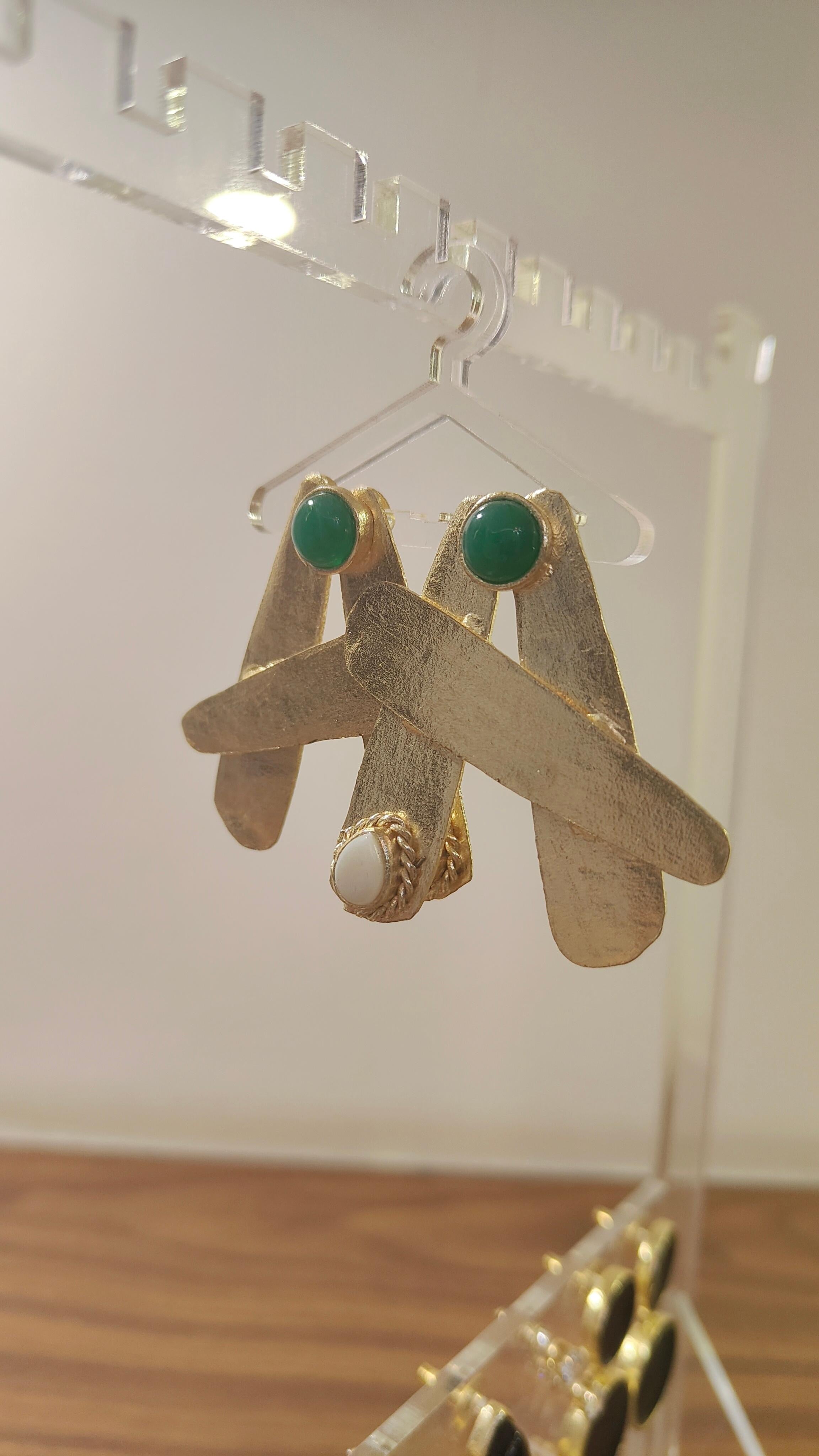 18 Kt Gold Plated - Green A Earring - Look Fabulous Everyday - Make a Statement
