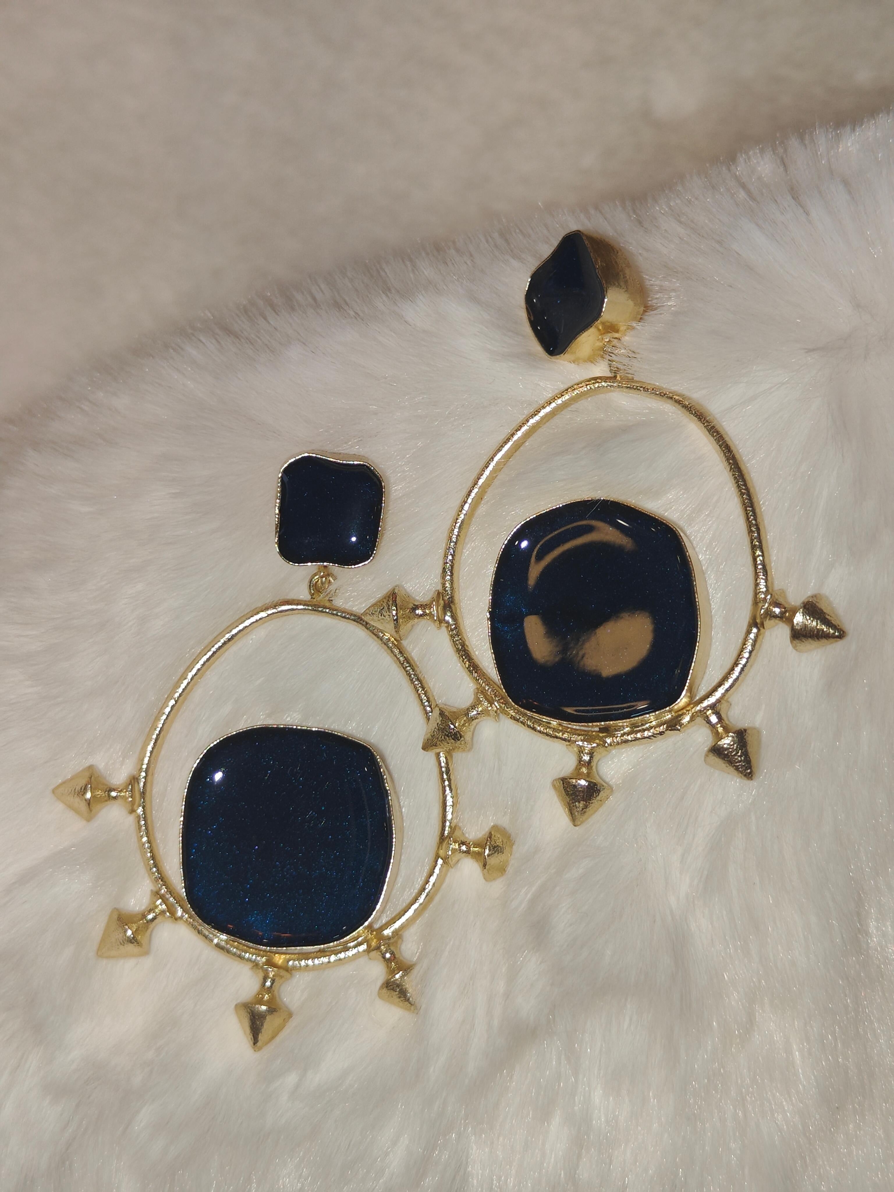 18 Kt Gold Plated blue rodie earring Semi Precious stone