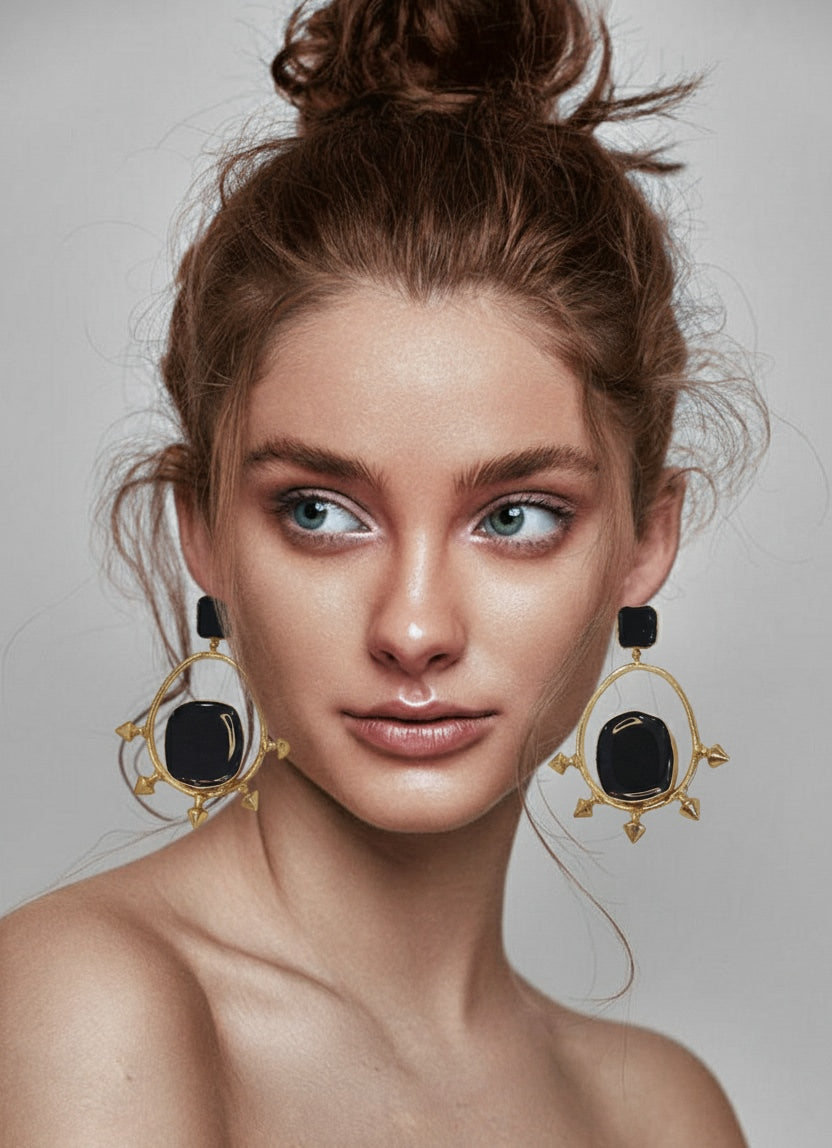 18 Kt Gold Plated blue rodie earring Semi Precious stone