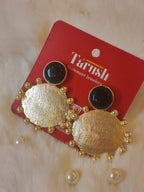 18 Kt Gold Plated Gold Plated Brass - Black with Round Gold Earring - Perfect for Your Everyday Look Semi Precious stone