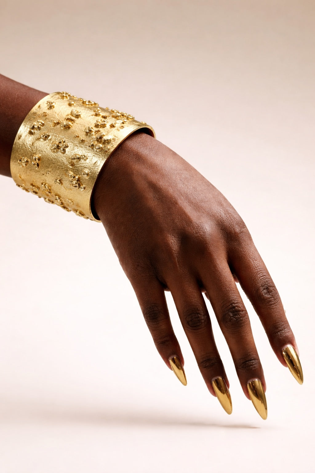 18 Kt Gold Plated Gold Hand cuffs that Makes a Statement - Perfect for Parties Semi Precious stone