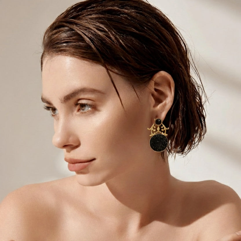black druzy earring B black