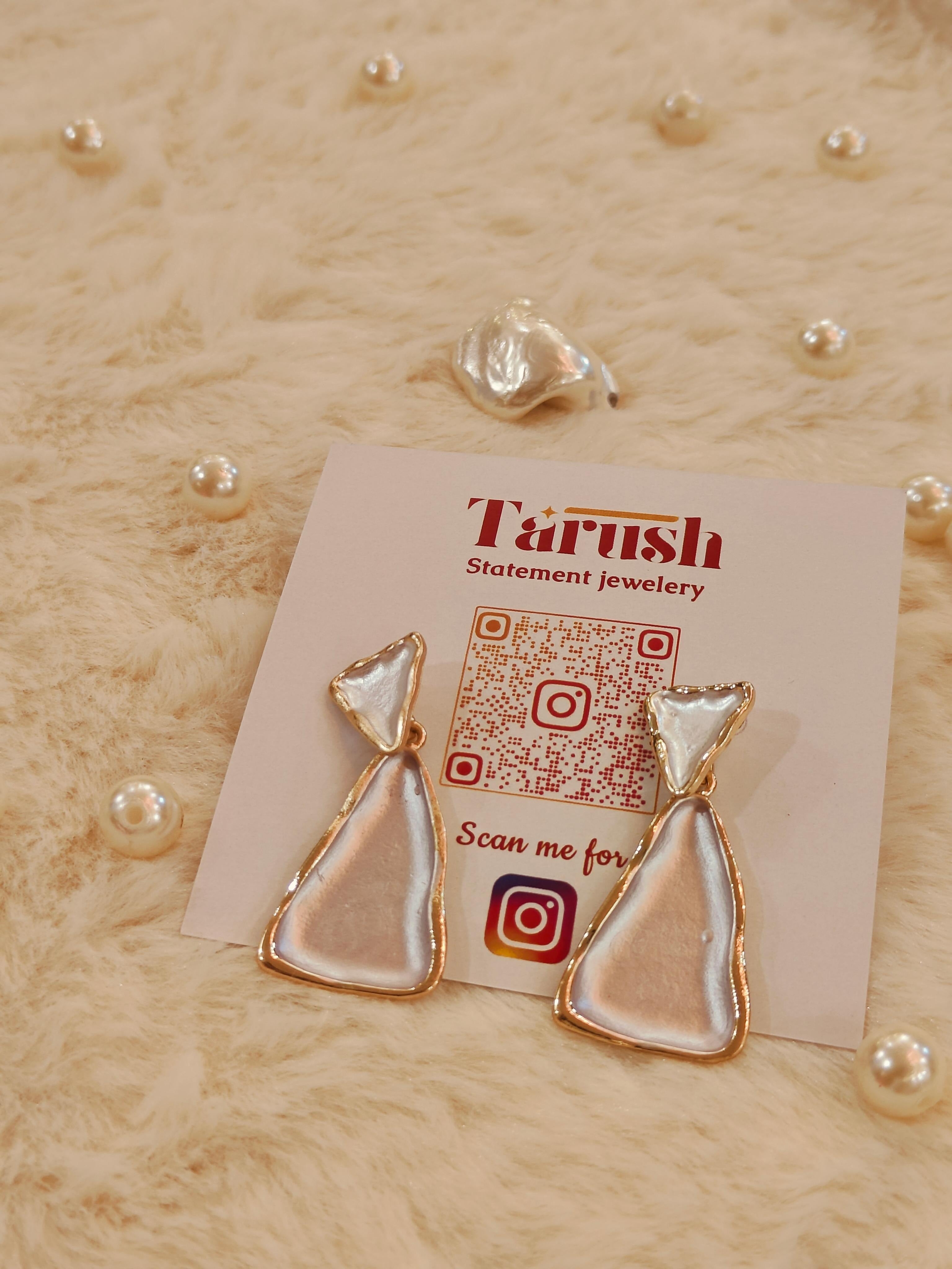 White enamel earring
