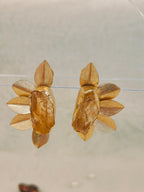 18 Kt Gold Plated Druzy half flower earring Semi Precious stone