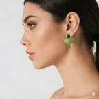 18 Kt Gold Plated - Green A Earring - Look Fabulous Everyday - Make a Statement