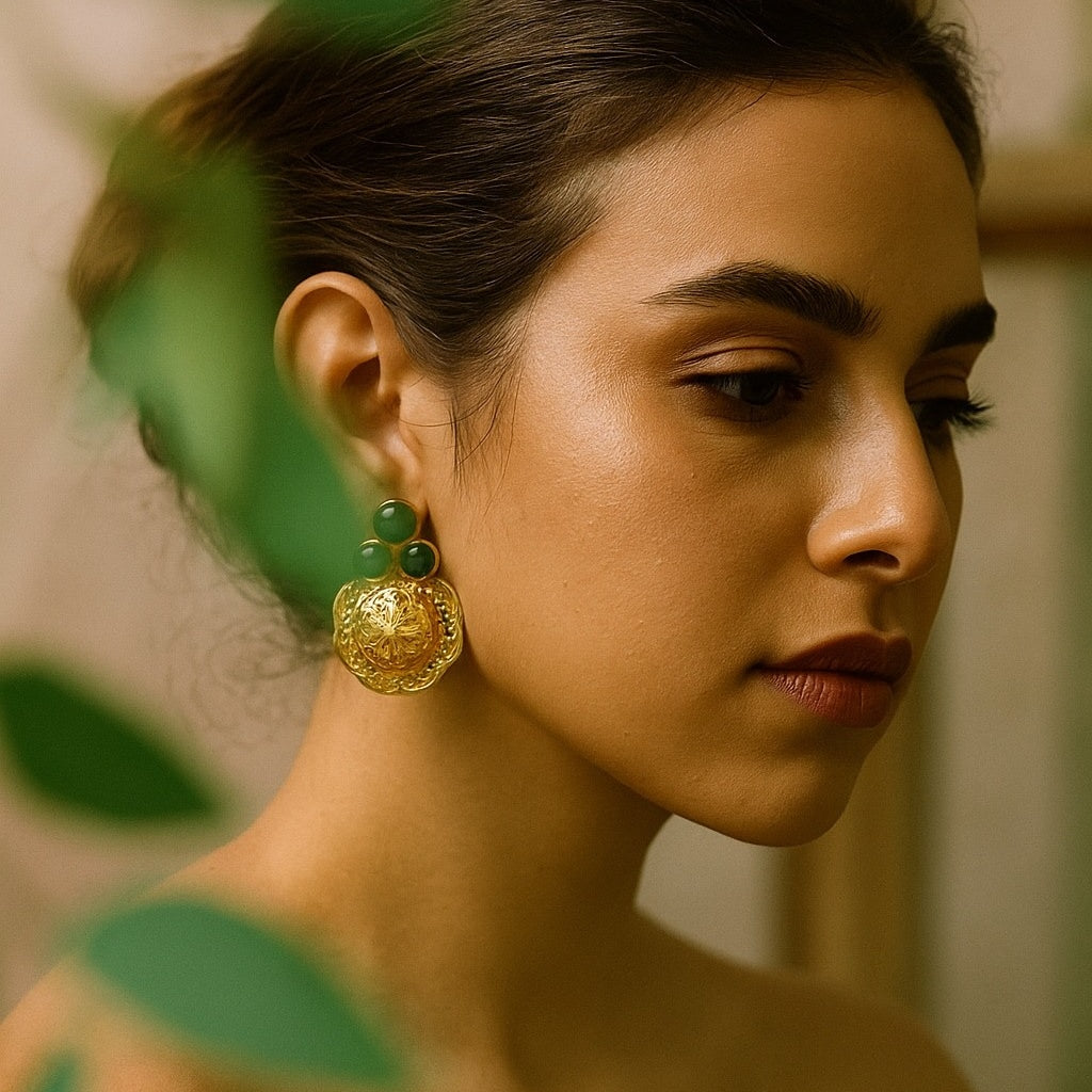 Green dome earring