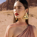 Pink abstract triangle earring