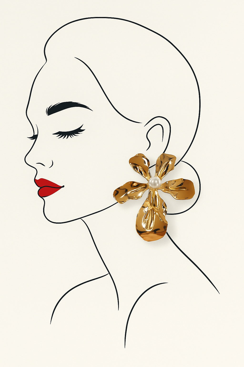 18 Kt Gold Plated SS gold flower big earring Semi Precious stone