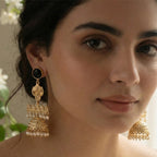 18 Kt Gold Plated Black jhumka Semi Precious stone